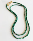 JANE WIN Double Wrap Diamond Cut Beaded Necklace Malachite