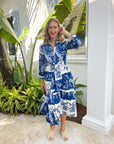 GUADALUPE Ariel Ikat Dress Blue