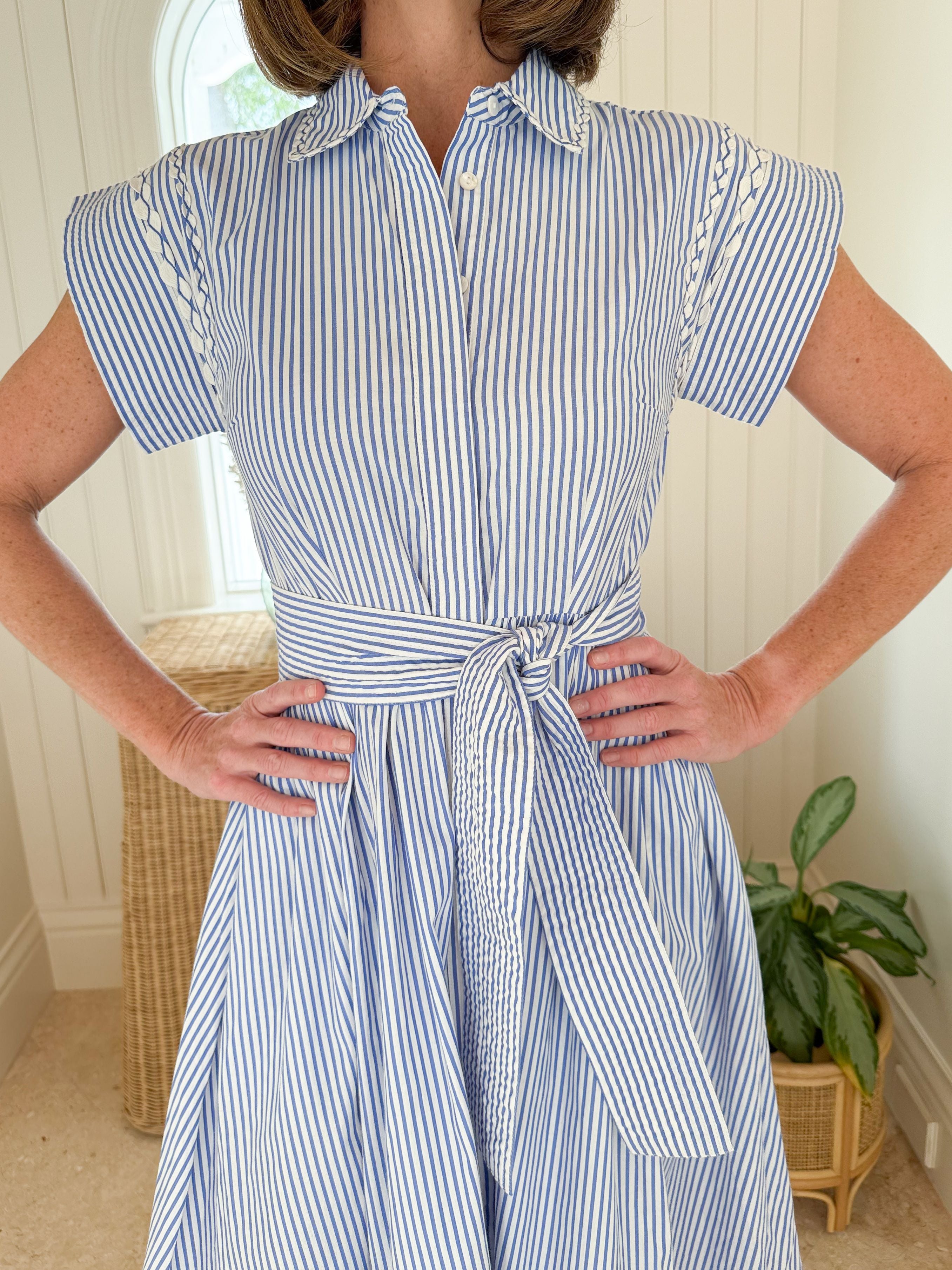 OLIPHANT Belted Shirt Dress Sconset Blue – Matilda's Life Style