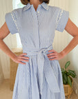 OLIPHANT Belted Shirt Dress Sconcet Blue