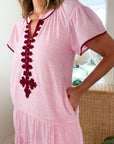 ROSE AND ROSE Uxbridge Dress Pink w/ Wine