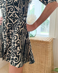 WALKER & WADE Princess Short Dress Black Aztec