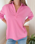 FRANK & EILEEN Patrick Popover Henley Pink Lemonade