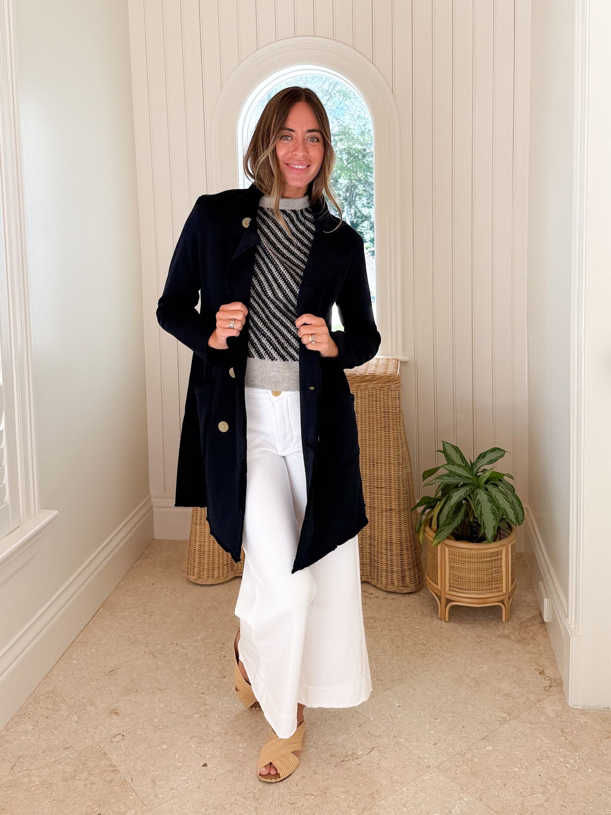 FRANK &amp; EILEEN Belfast Sweatshirt Trench Coat Classic Navy
