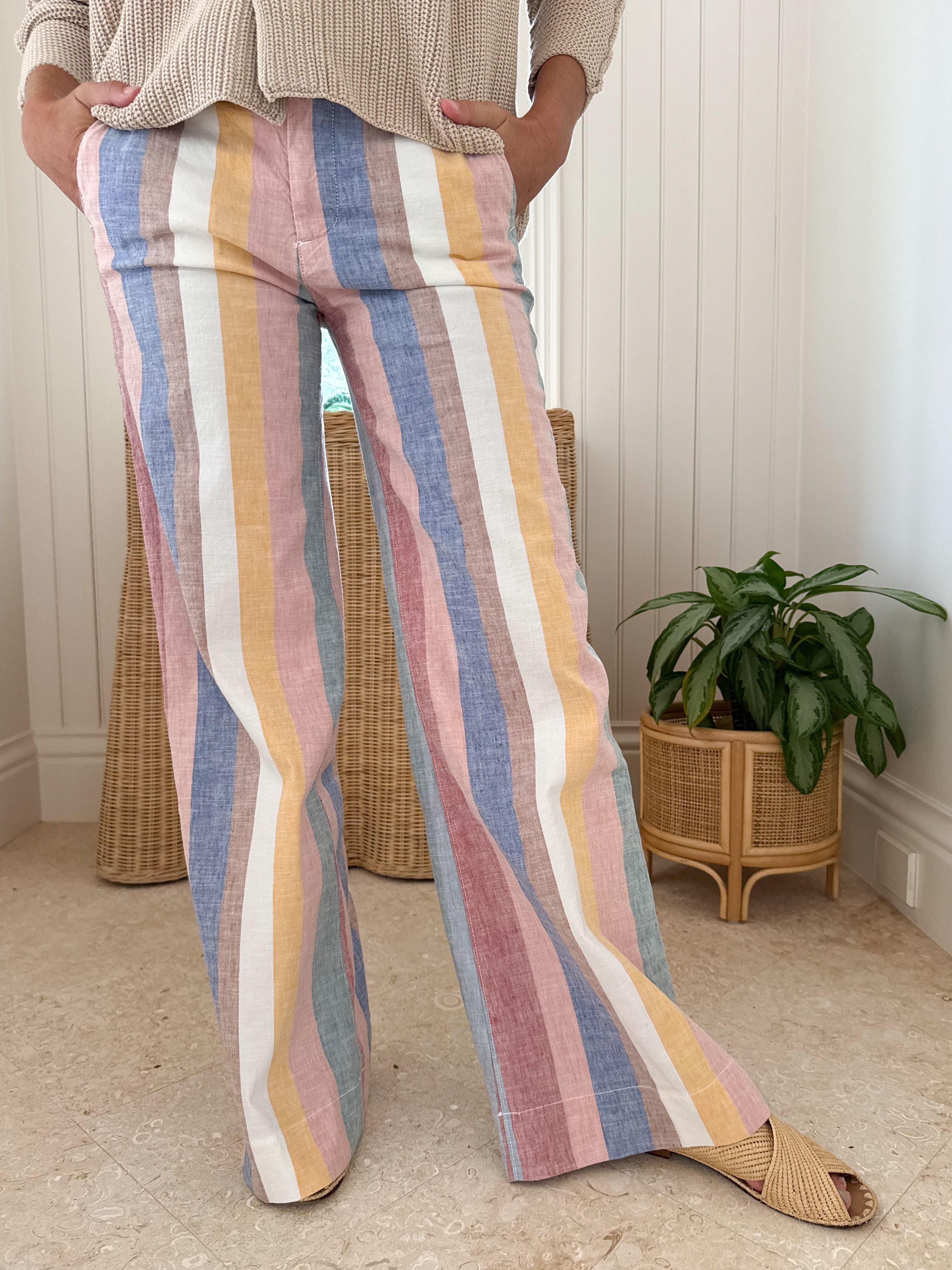 FRANK &amp; EILEEN West Village Wide Leg Trouser Cabana Stripe