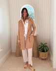 FRANK & EILEEN Belfast Sweatshirt Trench Coat Camel