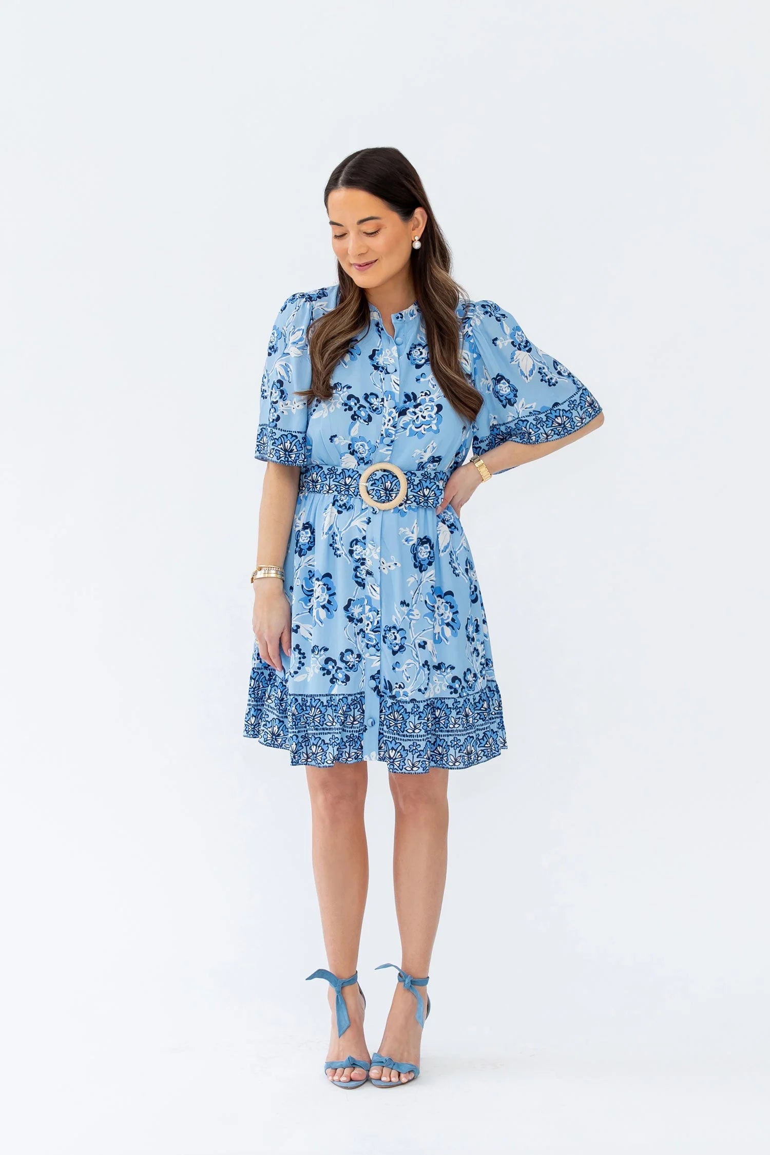 SAIL TO SABLE X STYLE CHARADE Olivia Belted Shirt Dress Placid Floral