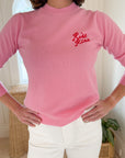 JUMPER 1234 Cashmere Kiss Kiss Crew Pink