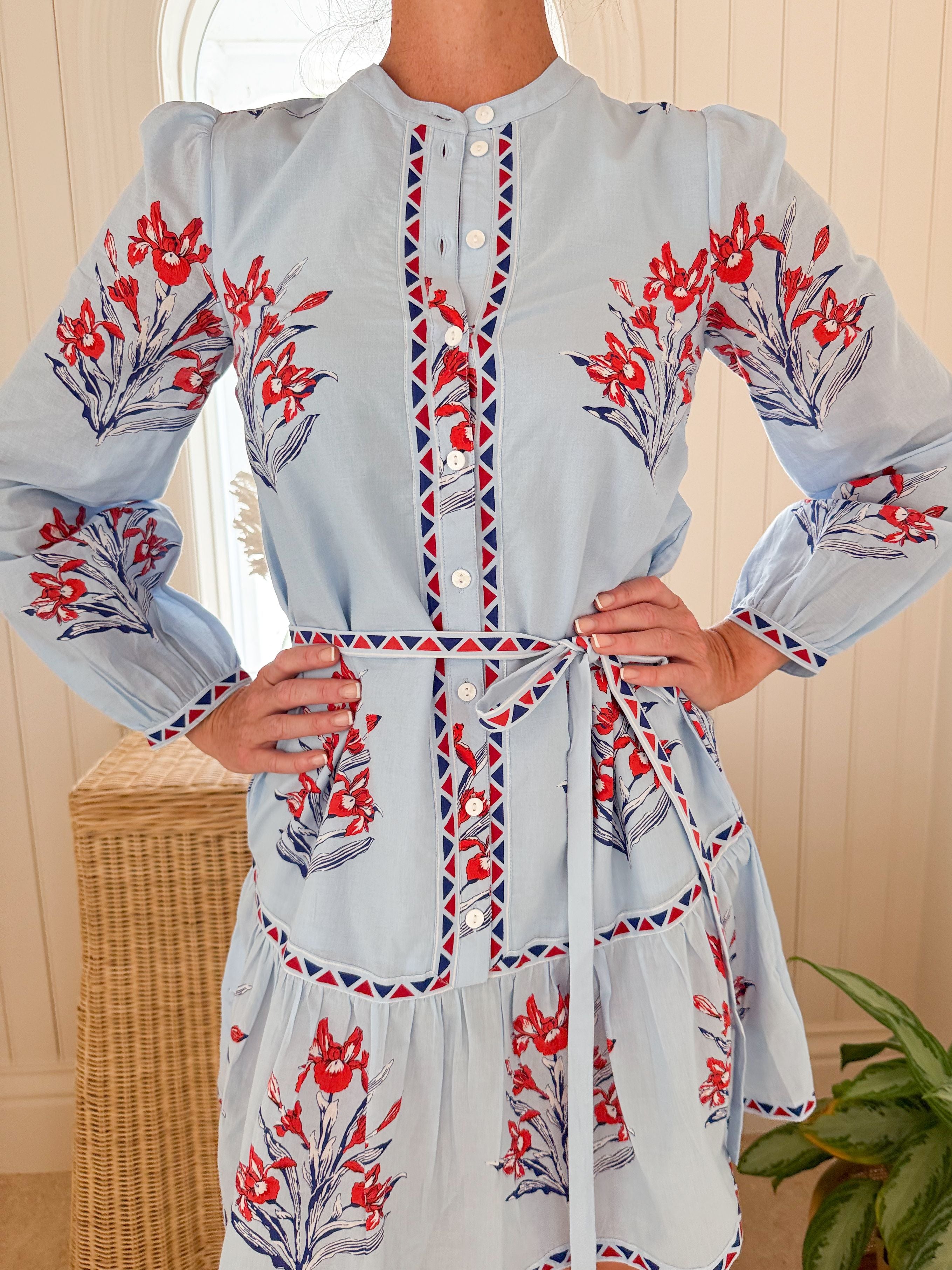 BANJANAN Roma Mini Dress Brigitte Sky