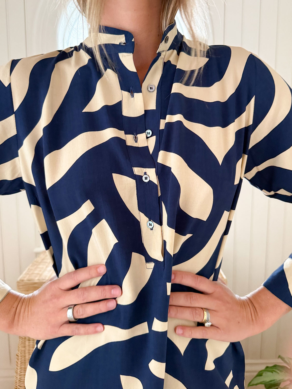 WALKER &amp; WADE Bistro Dress Navy &amp; Taupe Mod