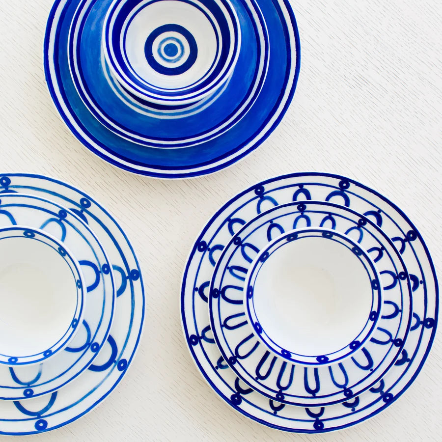 THEMIS Z Kyma Dessert Plate Blue/White Set/4