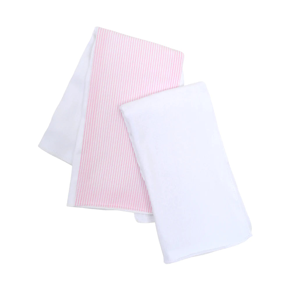 3MARTHAS Burp Cloth Set/2 Pink/White