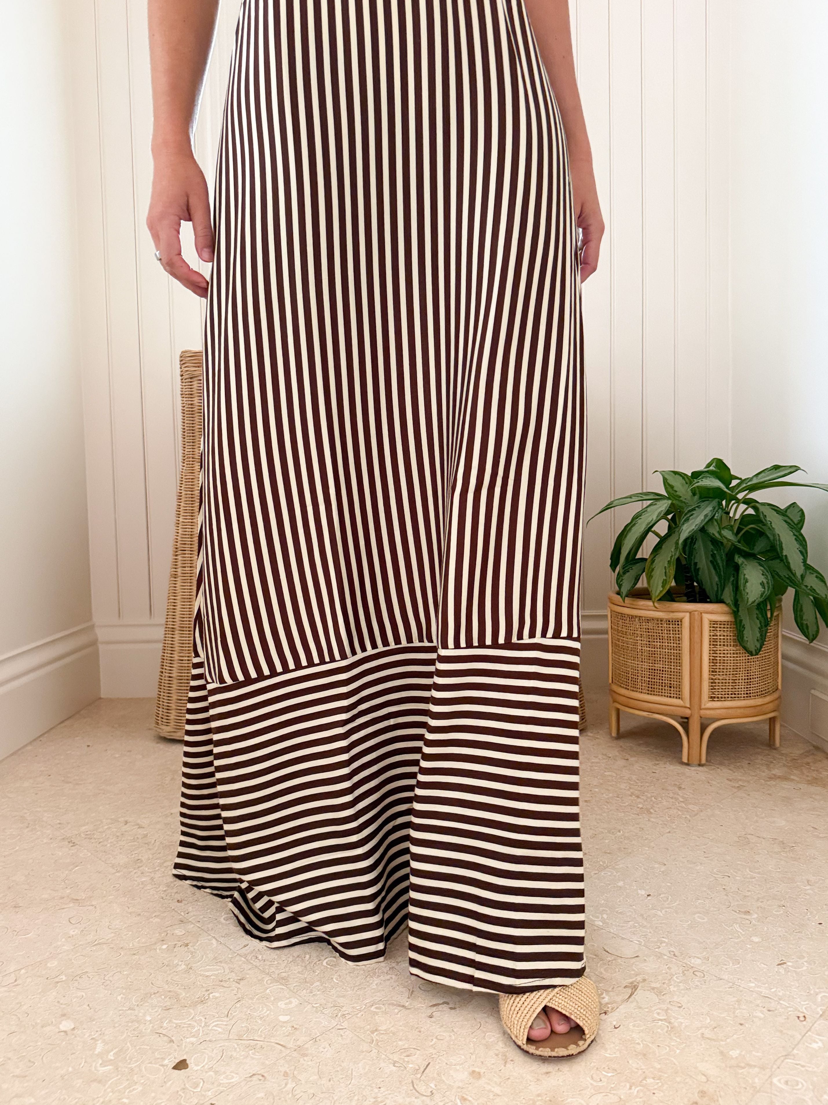 WALKER &amp; WADE Ella Dress Chocolate Stripe
