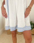 MER ST. BARTH Mini Sandrine Dress Lapis Blue Embroidery