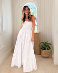 KASIA Cosmos Strapless Smocked Maxi Dress White