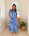 WALKER & WADE Princess Dress Blue Tribal