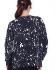 FINAL SALE MINNIE ROSE Cashmere Paint Splatter Frayed Crew With Zipper