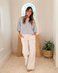 FRANK & EILEEN Presley Oversized Tee Wide Navy Stripe