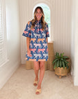 OLIPHANT Collared Mini Shirt Dress Raj Navy