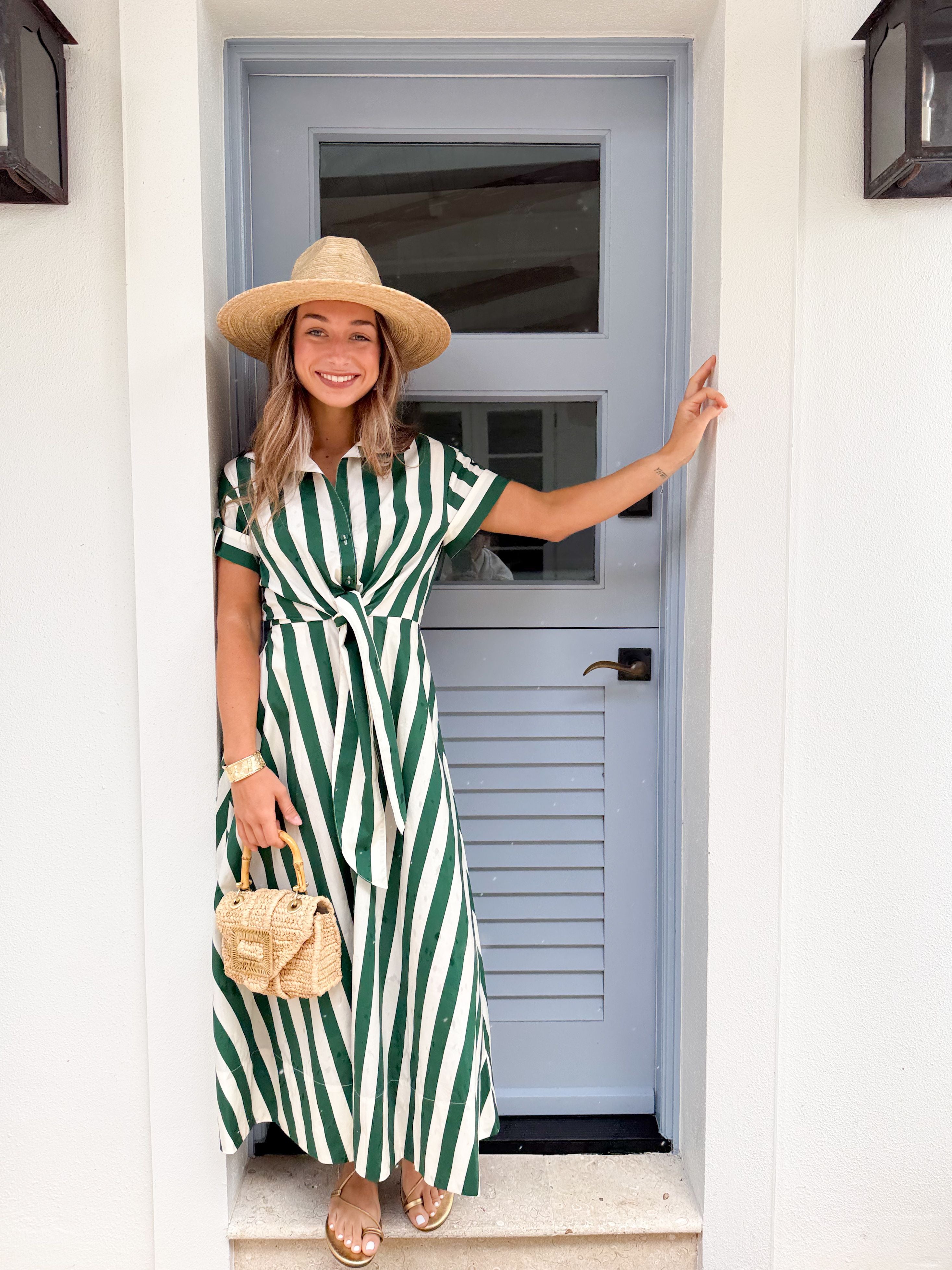 CARA CARA Asbury Dress Green/White Stripe
