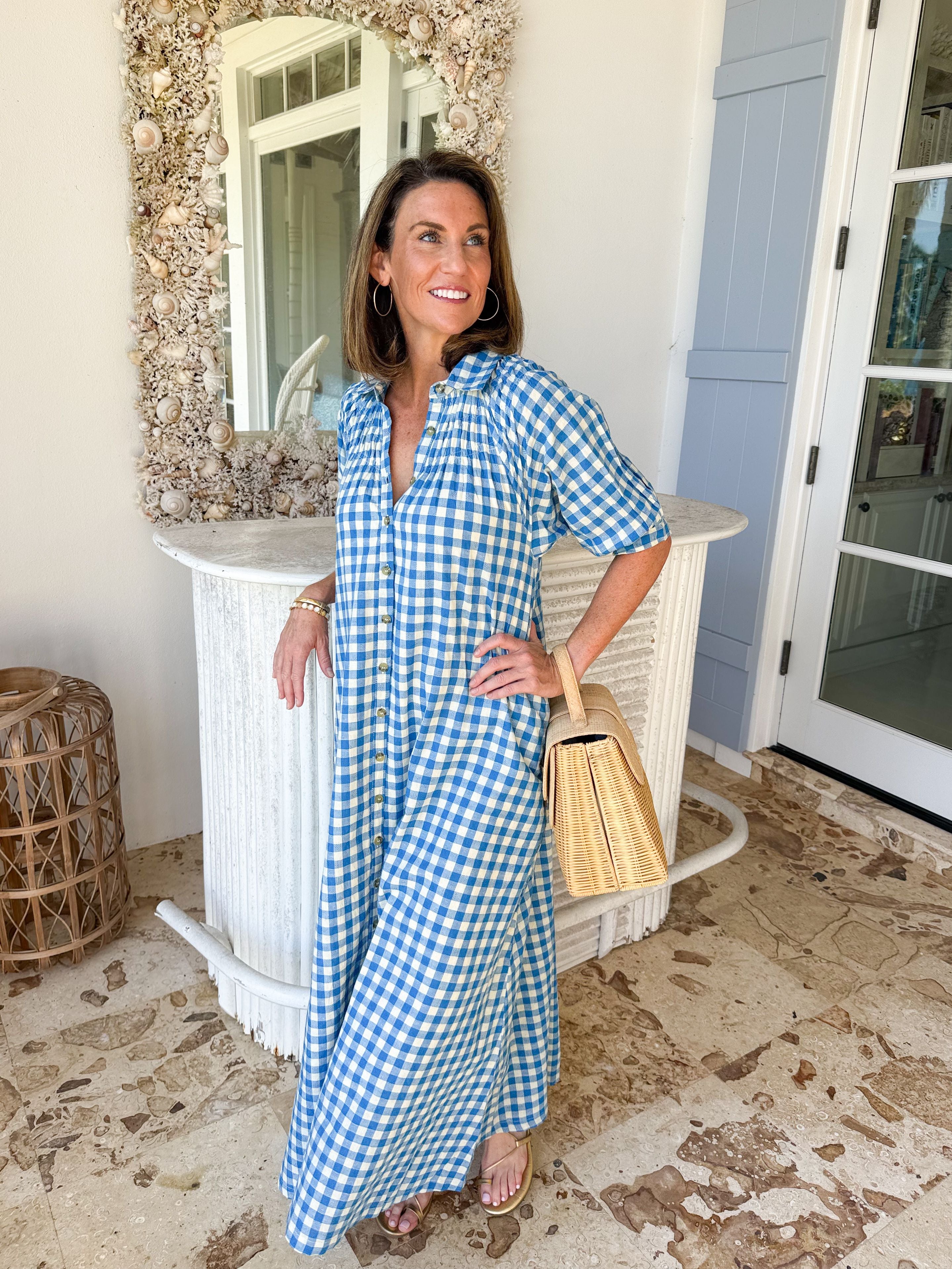 SUNSHINE TIENDA Oasis Dress Blue Gingham