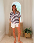FRANK & EILEEN Patty Popover Red/Navy/White Stripe