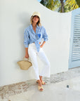 FRAE The Kathy Button Down Shirt Blue Stripe