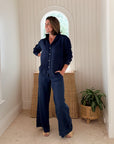 FRANK & EILEEN Madeline Patch Pocket Pull-On Pant Navy Linen