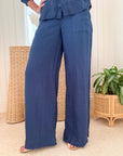 FRANK & EILEEN Madeline Patch Pocket Pull-On Pant Navy Linen