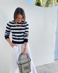 JUMPER 1234 Stripe Stripe Crew in Navy and Cream