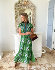 BELLA TU Lana Caftan Ikat Green