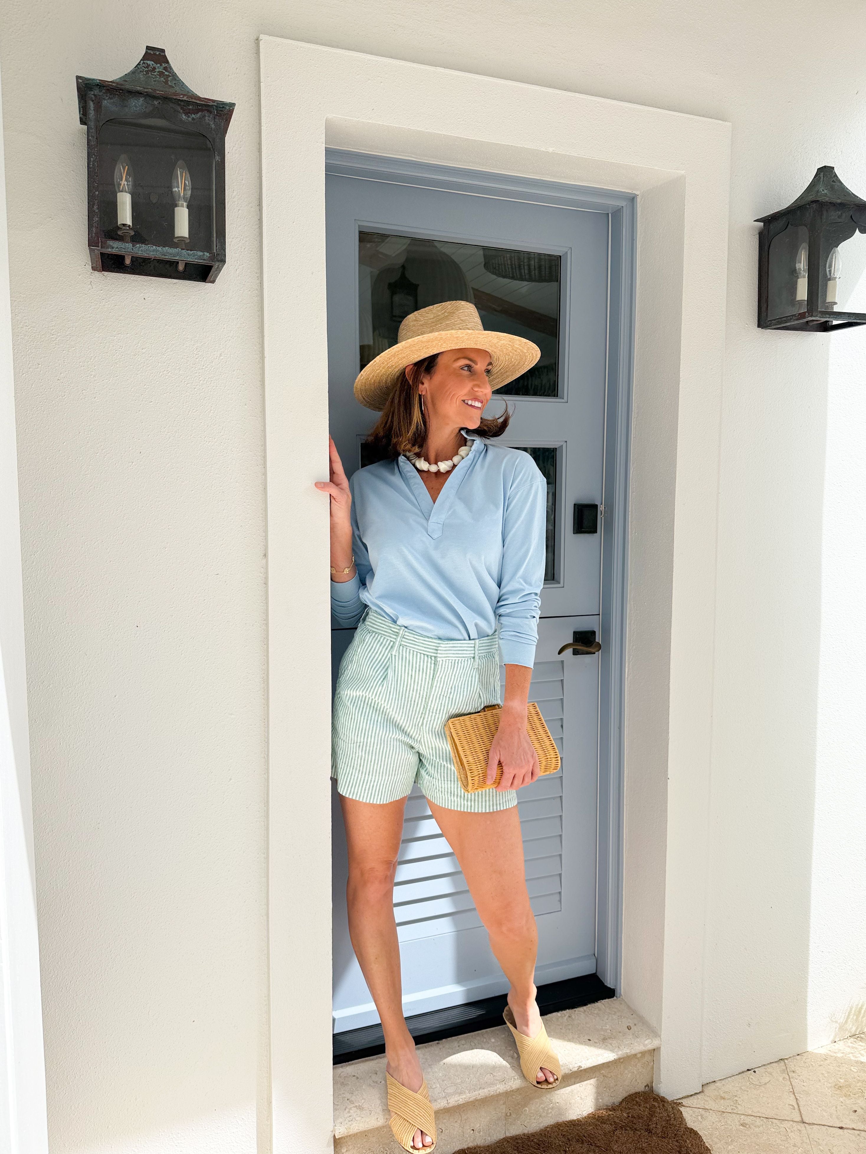 FRANK &amp; EILEEN Waterford Walking Short Lime/White Stripe