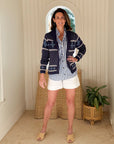 MAREA Shawl Cardigan Intarsia Navy