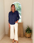 FRANK & EILEEN Eileen Button Up Blue Melange