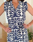 FITZROY & WILLA Christina Dress Navy Ikat Block