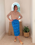 SARAH ALEXIS Carol Midi Skirt Dark Blue Sailor's Tile