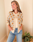 MAREA Flora Intarsia Cardigan Ivory