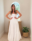 KASIA Cosmos Strapless Smocked Maxi Dress White
