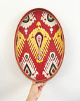 LES OTTOMANS Red Ikat Oval Tray