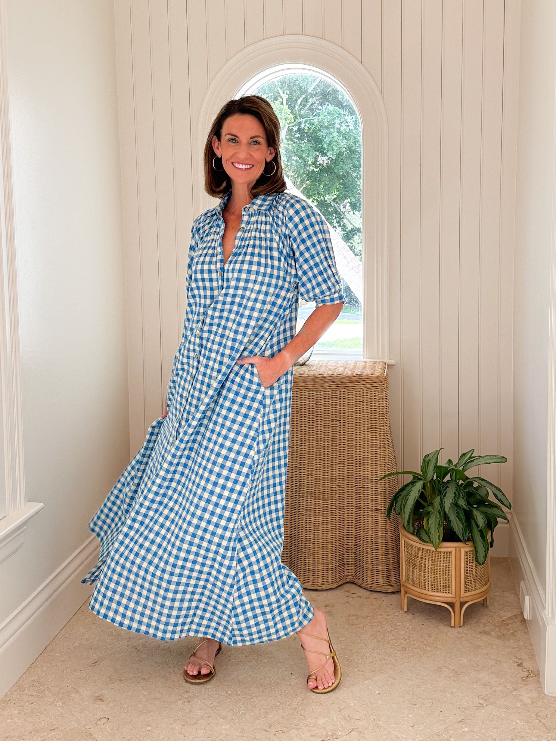 SUNSHINE TIENDA Oasis Dress Blue Gingham