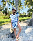FRAE The Janie Short Caftan Blue Tile Block