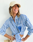 FRAE The Kathy Button Down Shirt Blue Stripe