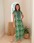 BELLA TU Lana Caftan Ikat Green