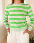 JUMPER 1234 Stripe Stripe Crew in Noor and Neon Green