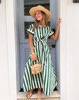 CARA CARA Asbury Dress Green/White Stripe