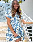 CARA CARA Nash Mini Dress Tossed Floral Blue