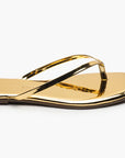 TKEES Square Toe Lily Sandals Mirror Gold