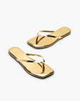 TKEES Square Toe Lily Sandals Mirror Gold