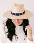 SUNSHINE TIENDA Navy and Orange Palm Hat