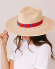 SUNSHINE TIENDA Red and Blue Palm Hat